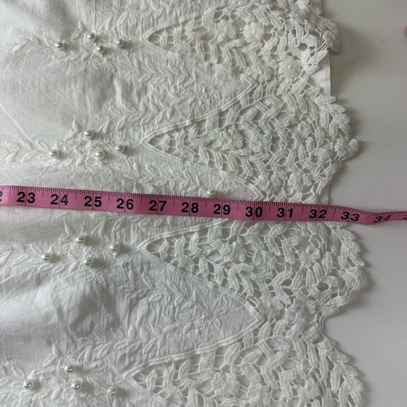 Karakorum Dress Womens Size M/L White Stripe Faux Pearl Lace Cotton - Picture 14 of 14